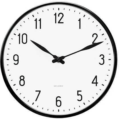 Arne Jacobsen Station Vægur - Ø:21 cm - Hvid/sort